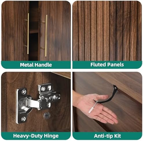 YITAHOME 70" TV Stand for up to 80" TVs with 4 Fluted Doors, Natural Oak - Image 7