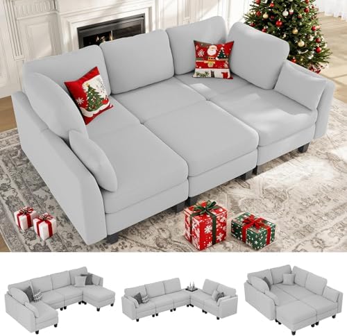 Sectional Sleeper Sofa 6 Seaters Modular Sleeper Sofa Couch by Unknown
