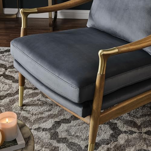 Modway Langford Stain-Resistant Performance Velvet Armchair – Mid Century Modern Velvet Chair with Wood Frame – Upholstered Accent Chair for Living Room or Bedroom - Image 5
