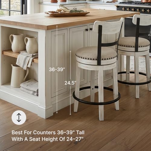 Signature Design by Ashley Valebeck Swivel Counter Height Bar Stool, White - Image 4