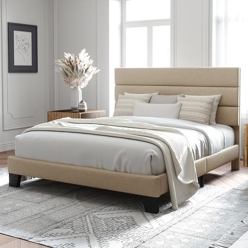 Allewie Queen Size Platform Bed Frame with Fabric Upholstered Headboard - Image 3