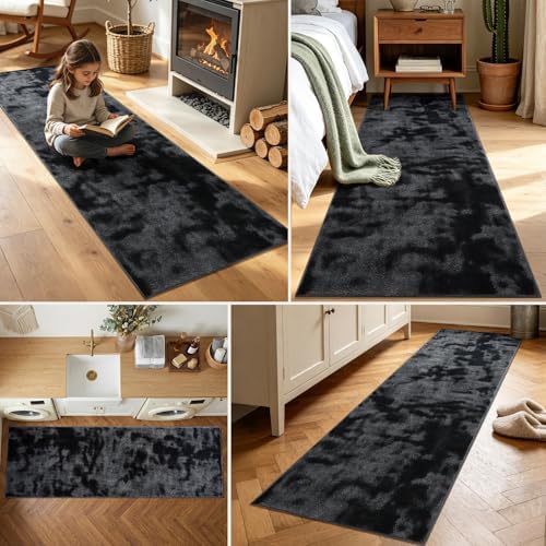 2x6 Tie-dye Dark Grey Runner Rug Washable Non-Slip for Kitchen Hallway - Image 3