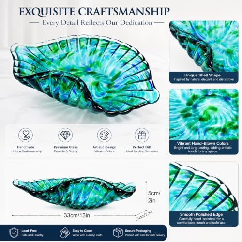 Hand Blown Glass Bowl Decorative Dish Fruit Bowl Home Decor - Image 5