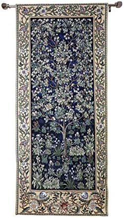 Signare William Morris Blue Tree of Life Wall Hanging Wall Art | 100% Cotton Tapestry (WH-WM-TLBL-2) by Signare+USA