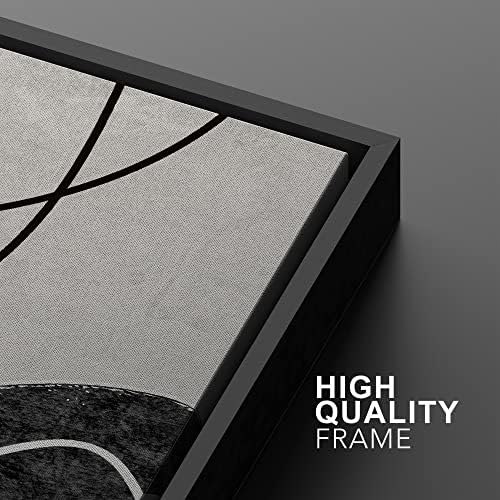 SIGNWIN Framed Canvas Print Wall Art Set Mid-Century Black Tan Circle Rings Abstract Shapes Illustrations Modern Art Decorative Contemporary for Living Room, Bedroom, Office - 24"" x36 x2 Black - Image 4