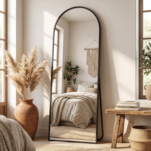 Full Length Mirror, 58" x 19" Arched Full Body Mirror Large Standing Floor Mirrors, Mirrors for Bedroom, Bathroom, Living Room Standing or Wall Leaning, Black - Image 4