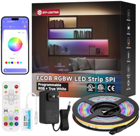 BTF-LIGHTING WS2814 Smart IC RGB+Warm White 3000K COB LED Strip Light Kit by BTF-LIGHTING