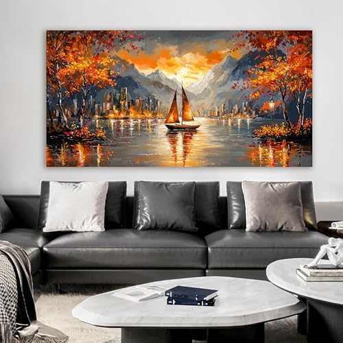 Canvas Oversized Wall Art Decor Wall Art Picture for Living Room Canvas Art Wall Decor Modern Landscape Wall Art Prints Large Coastal Wall Art Artwork for Walls Bedroom Office Home Decor 29" X 58" - Image 3