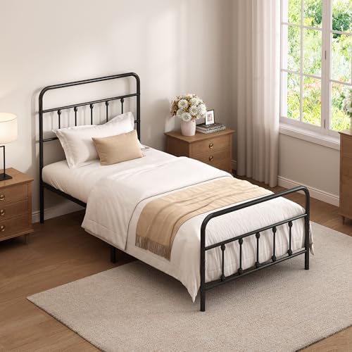 Twin Size Metal Bed Frame with Headboard and Footboard,Black - Image 5