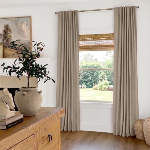 Linen Total Blackout Curtains for Bedroom 84 Inch Long Burlywood Birch - Image 3