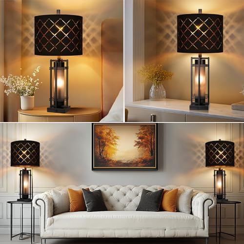 WIHTU 27'' Modern Table Lamp Set of 2 with Nightlight, Metal Bedside Lamps - Image 6