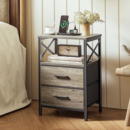 Huuger Night Stand with Charger Station, USB-C Port, End Table - Image 2