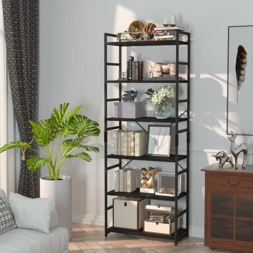 NUMENN 6 Tier Bookshelf, Tall Freestanding Open Storage Bookcase, Black - Image 4