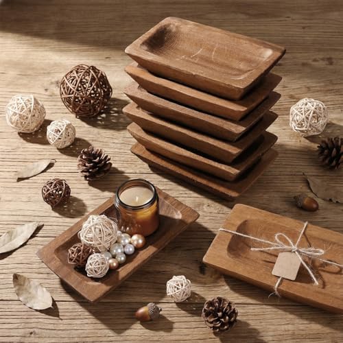 Tioncy 12 Set Wooden Dough Bowls for Decor Bulk, Small,Rectangular - Image 4
