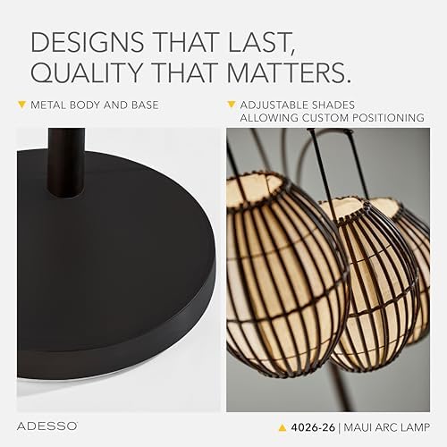 Adesso 3-Light Floor Lamp, Antique Bronze, Adjustable Height, 82” - Image 4