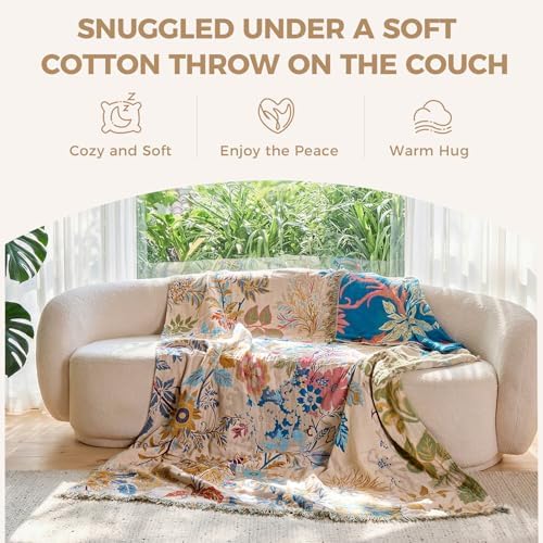 LUTBM Boho Throw Blanket for Bed 60"x80", All Season Cotton Couch Blankets - Image 4