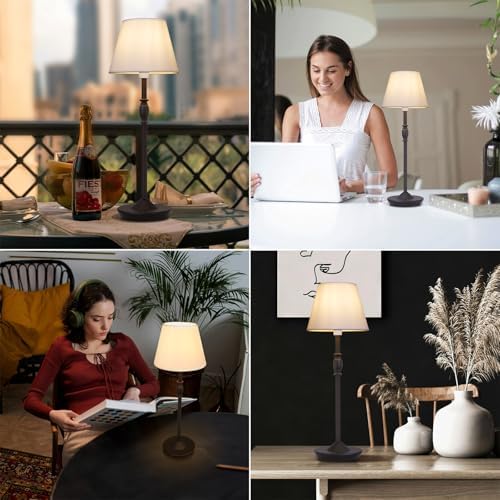 Cordless Table Lamp Portable Small LED Touch Lamp with Dimmer, 18" 2700K Rechargeable Battery Light for Bedside, Dining Room, Bedroom Lamp, Patio, Bar, Night Light, Bathroom (Sand Black) - Image 6
