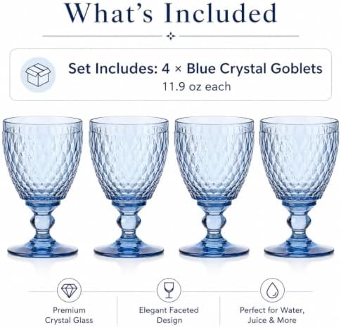 Villeroy & Boch Boston Water Goblet, Blue, Set of 4 - Image 5