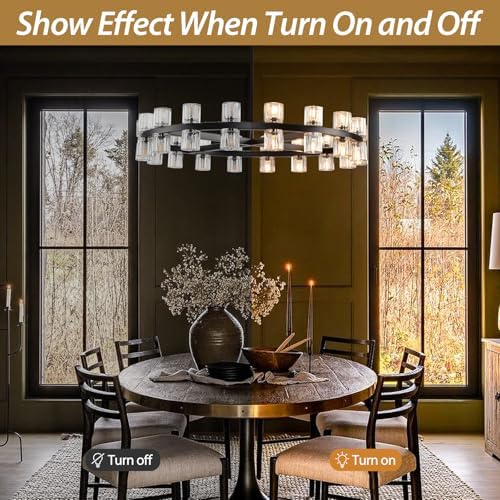 36" K9 Crystal Chandeliers, Round Black Chandeliers for Dining Room, Living Room, Dining Room Chandelier Over Table, Chandelier for Bedroom Foyer Bathroom Includes Bulbs - Image 5