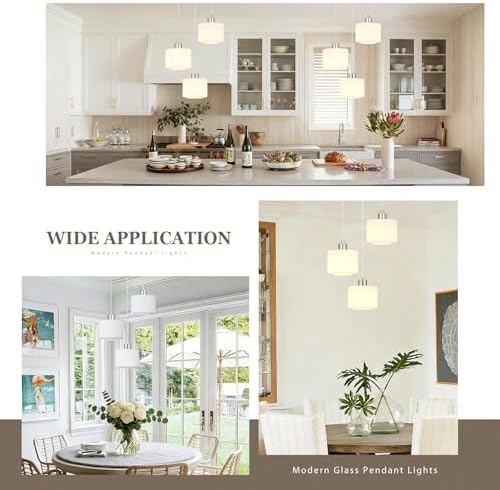 Brushed Gold Dining Room Chandelier Light Fixture, 3-Light Pendant Lighting with Milk Glass, Modern Kitchen Island Cluster Hanging Pendant Lights for Kitchen Dining Room, OS-YQ8153-3BGW - Image 5