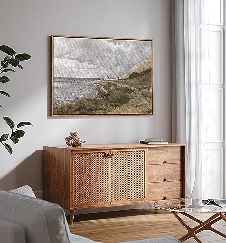 InSimSea Framed Canvas Wall Art, Vintage Decor - Coastal Landscape, Seaside Painting - Rustic Decorations for Living Room & Bedroom, 24"x36" - Image 4