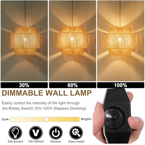Boho Plug in Pendant Light Dimmable,Hanging Lamp for Bedroom - Image 2
