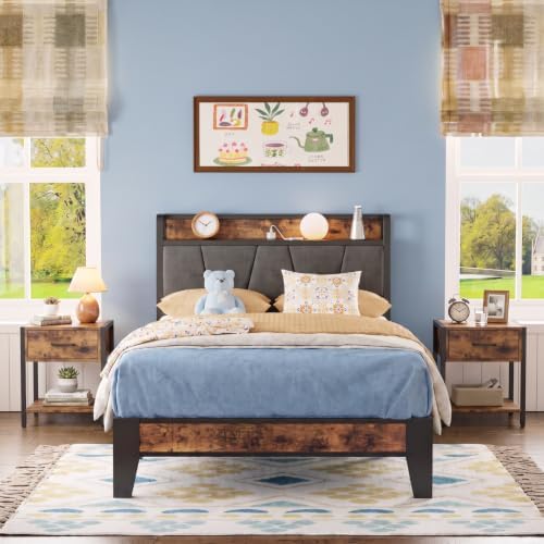LIKIMIO Twin Size Bed Frame with Storage Headboard and Charging Station - Image 3