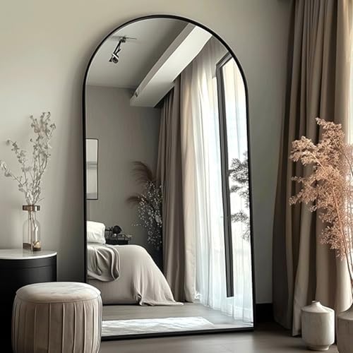 ITSRG Full Length Mirror with Stand, 47"x91" Floor Mirror Freestanding, Arched Mirror, Oversize (Black) by ITSRG