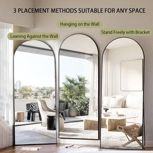 BEAUTYPEAK 71" x 26" Arch Full-Length Mirror with Stand, Black - Image 5
