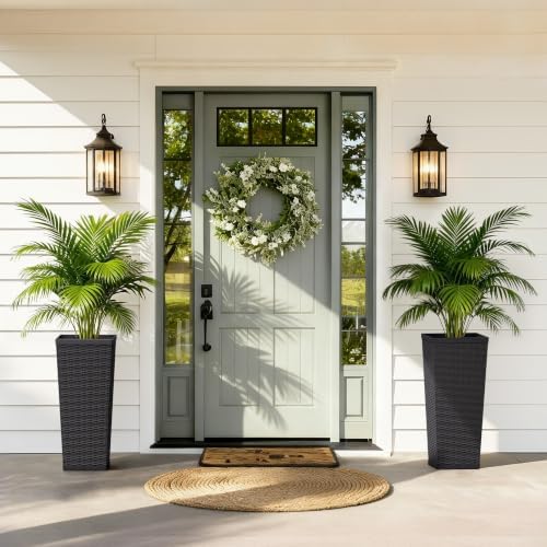 30 Inch Tall Plastic Planters(Set of 2) with Drainage Holes, Black - Image 3