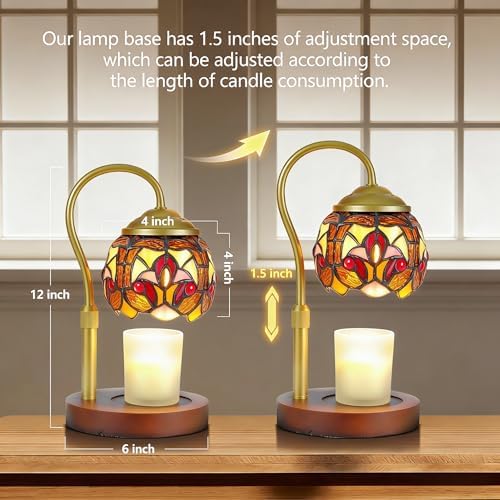 Baroque Tiffany Style Candle Warmer Lamp, Adjustable Height - Image 4