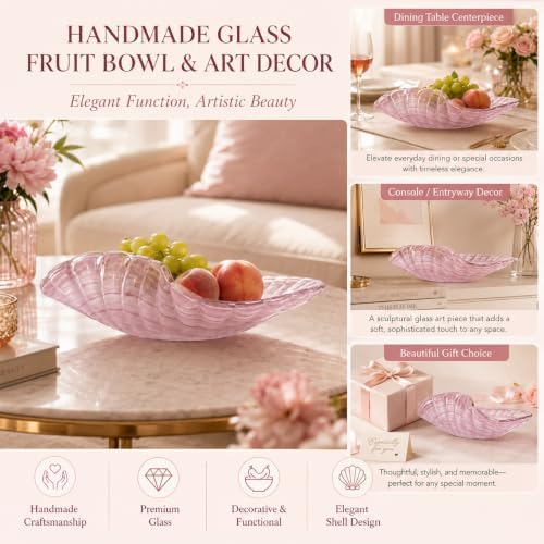 Hand Blown Glass Bowl Decorative Dish Fruit Bowl Home Decor - Image 3