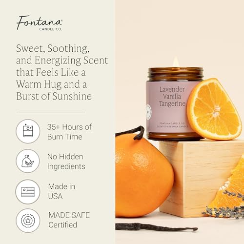 Fontana Candle Co Wood Wick Beeswax Candle, Lavender Vanilla Tangerine - Image 2