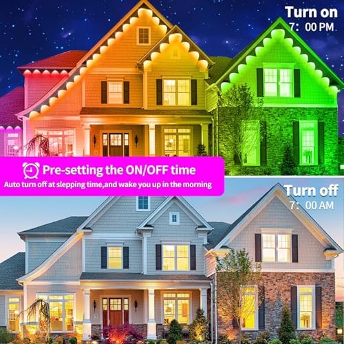 65.6FT Permanent Outdoor RGB Lights,IP67 Waterproof Smart LED Eaves Lights with App/Remote Control,for Christmas and All Holiday Decor,Daily and Accent Lighting,House Roof and Garden Lighting - Image 5