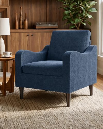 LEVELEVE Accent Arm Chair – Navy Blue, Upholstered Scooped Comfy Reading Chair for Living Room, Bedroom, Apartment, Waiting Room by Enjoyyourlife
