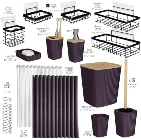 Clara Clark Bathroom Set, Shower Curtain Set and Shower Caddy Hanging - Image 3