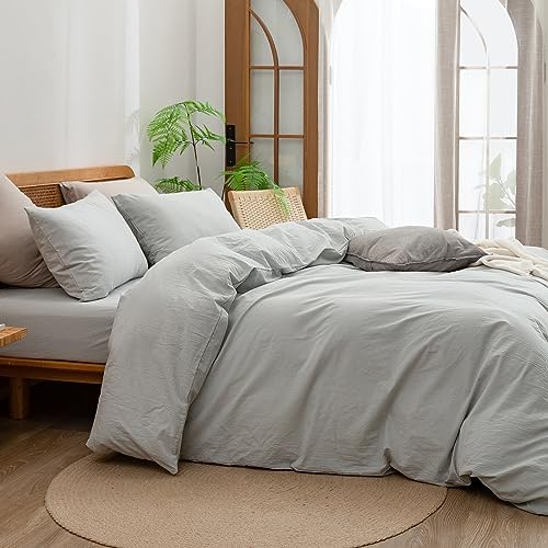 BESTOUCH Cotton Solid Duvet Cover Set Northern Droplet Grey Super King Plus - Image 3