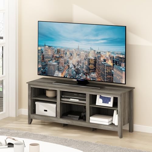 Furinno Jensen TV Stand for TV up to 65 Inch, 2-Tier Grey Entertainment Center, TV Console with Cable Management, for Living Room, Bedroom, Grey Oak by Furinno-FitsYourSpaceFitsYourBudget