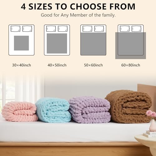 L'AGRATY Chunky Knit Throw Blanket for Couch, 50'' x 60'' Knit Throw, Pink - Image 4