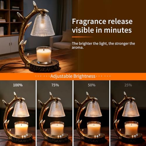BAUSATZ Candle Warmer Lamp, Candle Light Warmer, Candle Lamp Warmer, Candle Warmer with Timer, Birthday Gifts (Resin Reindeer Antler Design) D - Image 2