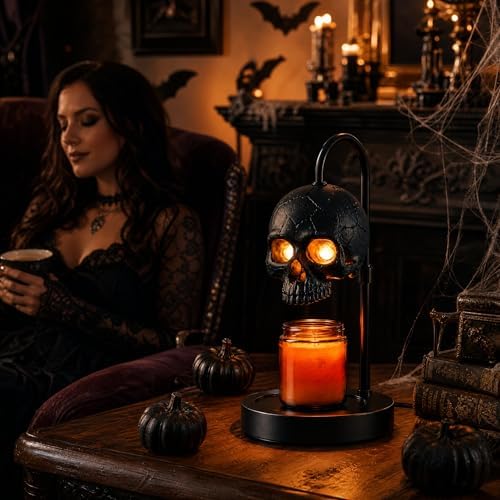 Skull Candle Warmer Lamp with Timer & Dimmer, Black Gothic Candle Warmer - Image 7