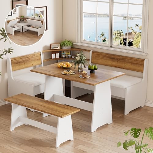 PAKASEPT Corner Breakfast Nook Table Set Kitchen Bench with Soft Cushion by PAKASEPT