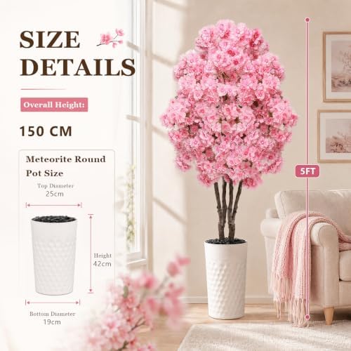 Artificial Cherry Blossom Tree 5FT, Fake Flowers Blooming Tree - Image 3