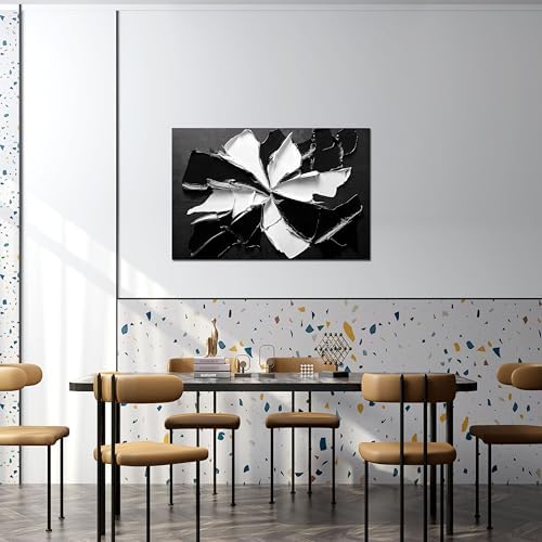 Abstract Wall Art Decor Modern Wall Art Pictures for Living Room Minimalist Black and White Wall Art Prints Abstract Canvas Art Wall Decor Flowers Artwork for Walls Home Office Decorations 24" X 36" - Image 4