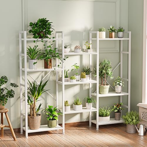 SUPERJARE Triple Bookshelf, Bookcase with 11 Open Display Shelves, Wide Book Shelf Book Case for Home & Office, 4 Tier, White - Image 2