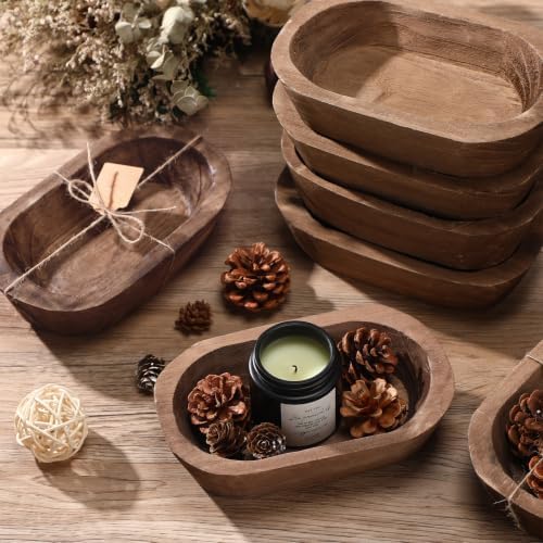 Tioncy 12 Set Wooden Dough Bowls for Decor Bulk, Small,Oval - Image 6