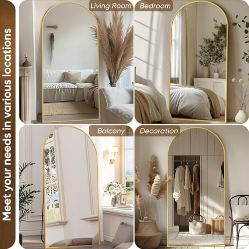 Antok 76" x34” Arched Full Length Mirror with Stand, Floor Mirror, Gold - Image 6