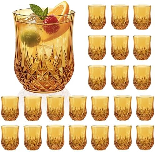 24 Pack Plastic Stemless Wine Glasses, 12oz Unbreakable Wine Cups by LEYIQU