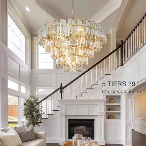Large Modern Crystal Chandelier Foyer Entryway High Ceiling Big - Image 6