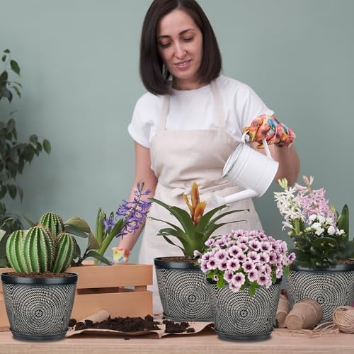 Quarut 12 Inch 4 Pack Large Pots, for Plants,Plastic Flower Pot for Indoor - Image 2